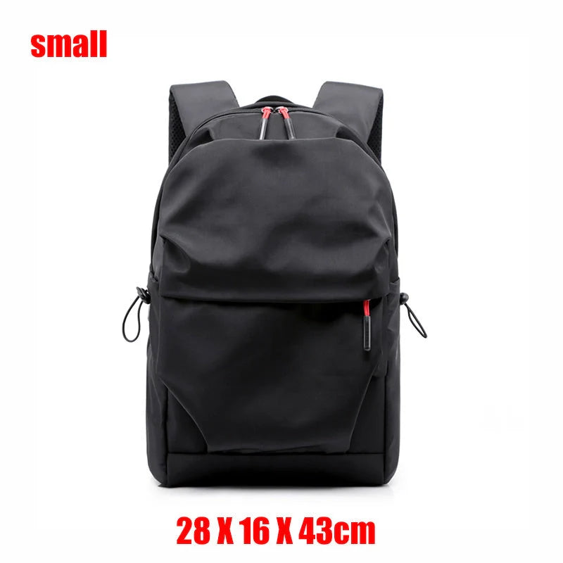 Durable nylon backpack in black and light grey with adjustable straps