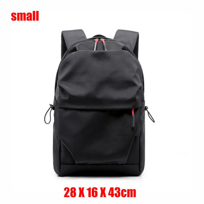 Durable nylon backpack in black and light grey with adjustable straps