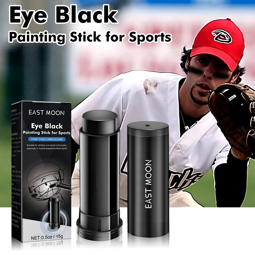 Sports eye black paint stick in black finish with 15g net content for athletic glare reduction.