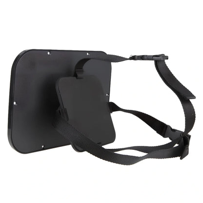 Black adjustable baby car rear view mirror, 26.5 cm long, mounted on headrest for clear rear seat visibility