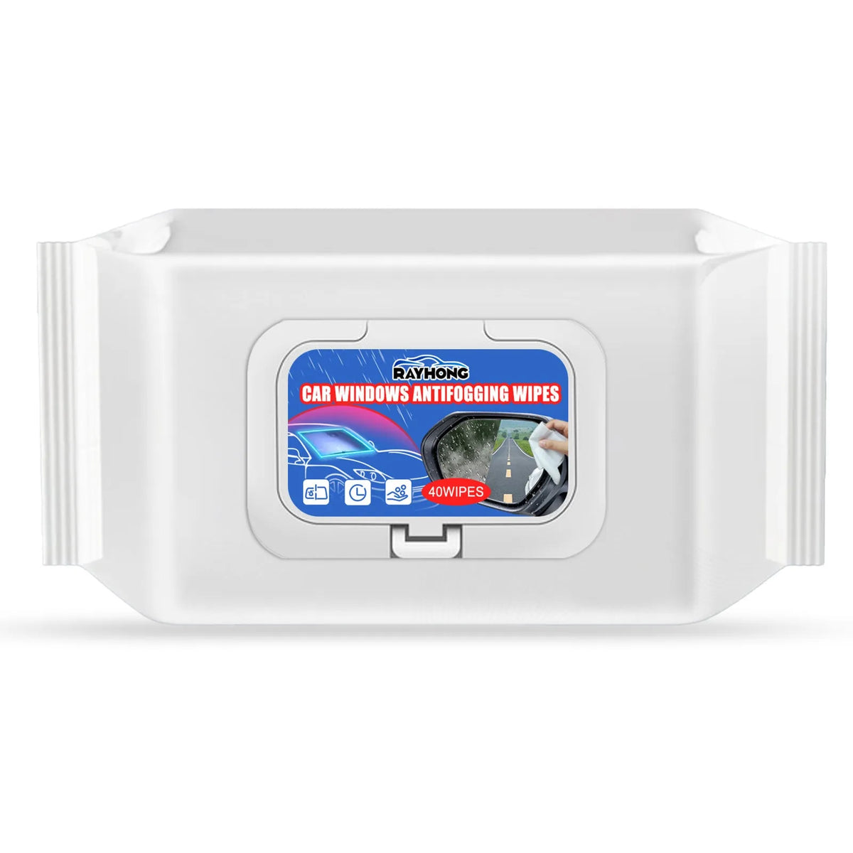 Pack of 40 car anti-fog rain wipes with water-base resin formula on non-woven fabric