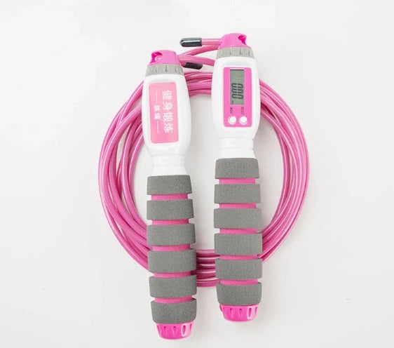 Adjustable electronic counting fitness jump rope with colour options