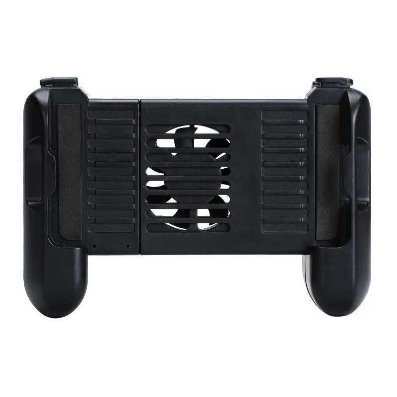 Black Bluetooth mobile game controller for Apple iPhone with cooling fan vents.