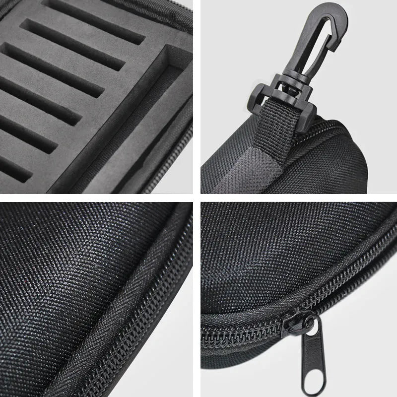 Fishing bait bag with attached gear bag, 16-piece composite sequin set in black, with hook and bait