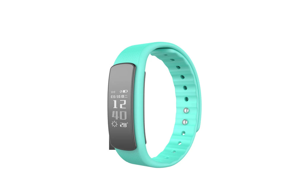 I6 smart sports bracelet with 0.96-inch screen on wrist showing health metrics
