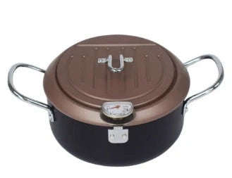 Stainless steel folding frying basket with thermometer for perfect frying