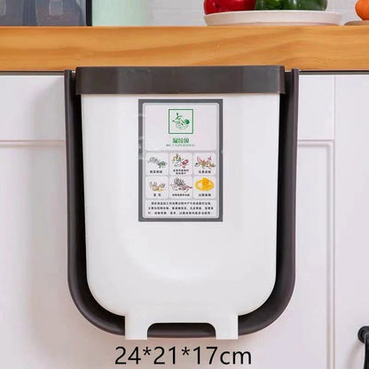 Foldable Wall Mounted Trashcan in brown and white, 9-litre capacity