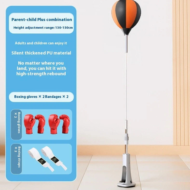 Vertical boxing target with adjustable height mechanism and PU striking surface for home training