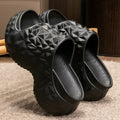 EVA foam flip flop slippers with a thick sole in black, khaki, or white colour.