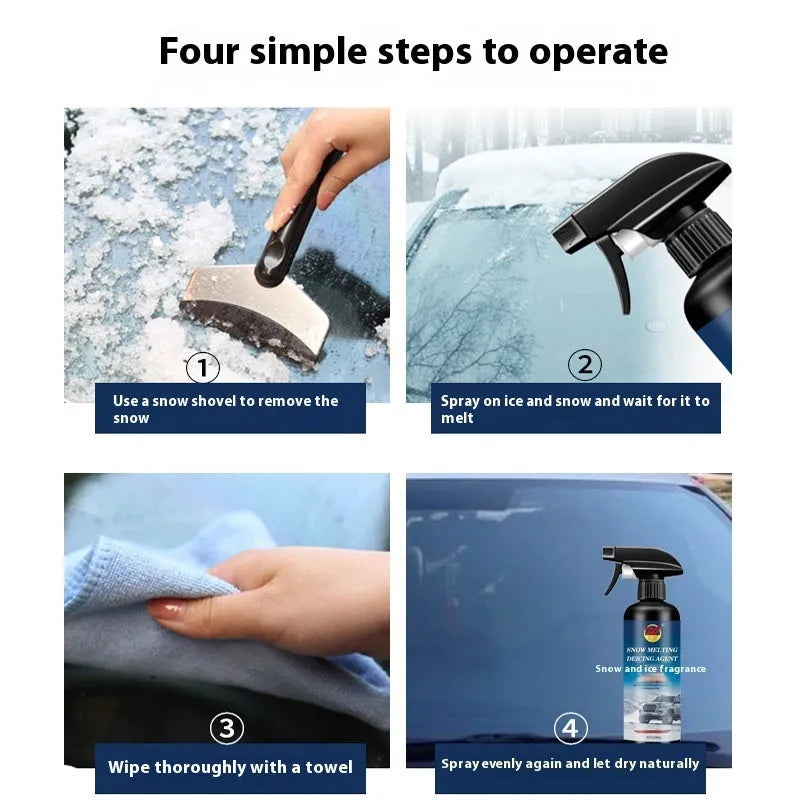 Car glass deicer snow melting agent 500ml black bottle for windscreen ice removal