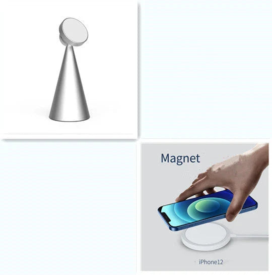 Magnetic desktop phone stand for iPhone Pro Max with wireless charging feature