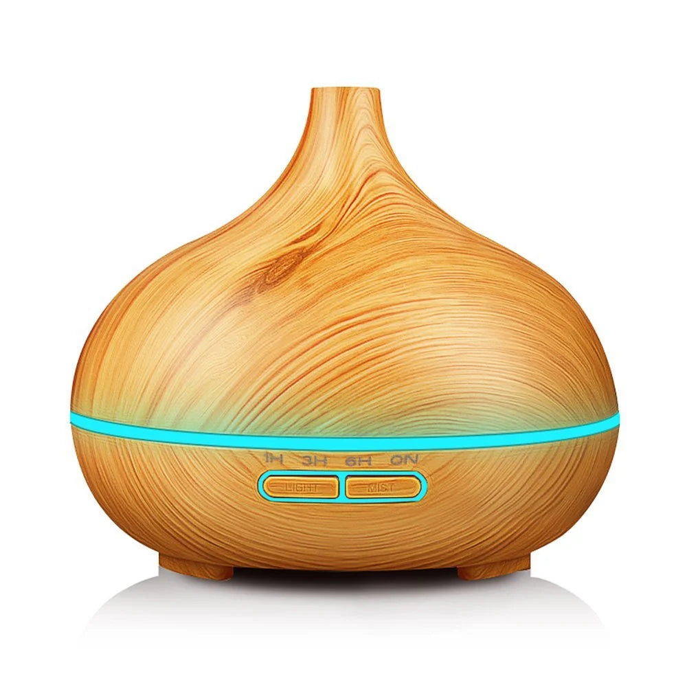550ml Ultrasonic Humidifier with Aromatherapy Function in Brown, Yellow, and White