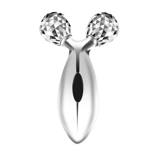 3D face-lifting manual roller massager in silver or rose gold with positive ion function