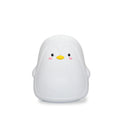 White silicone and ABS penguin-shaped rechargeable night light with USB cable