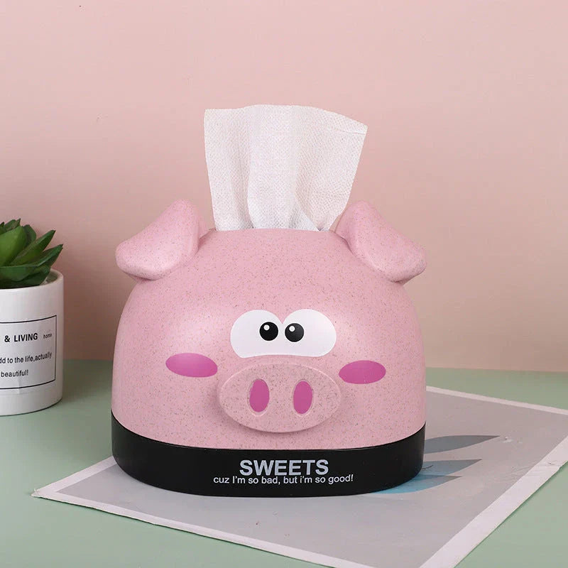 Creative cartoon-themed plastic tissue box with mobile phone slot in various colours