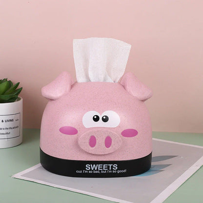 Creative cartoon-themed plastic tissue box with mobile phone slot in various colours