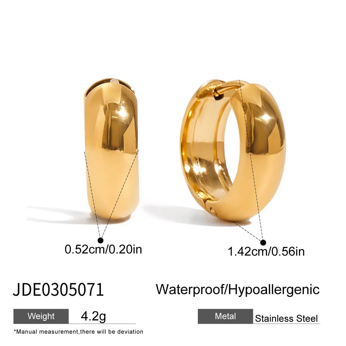 18K gold titanium steel geometric ellipse ear clip for women, light luxury style, on a model