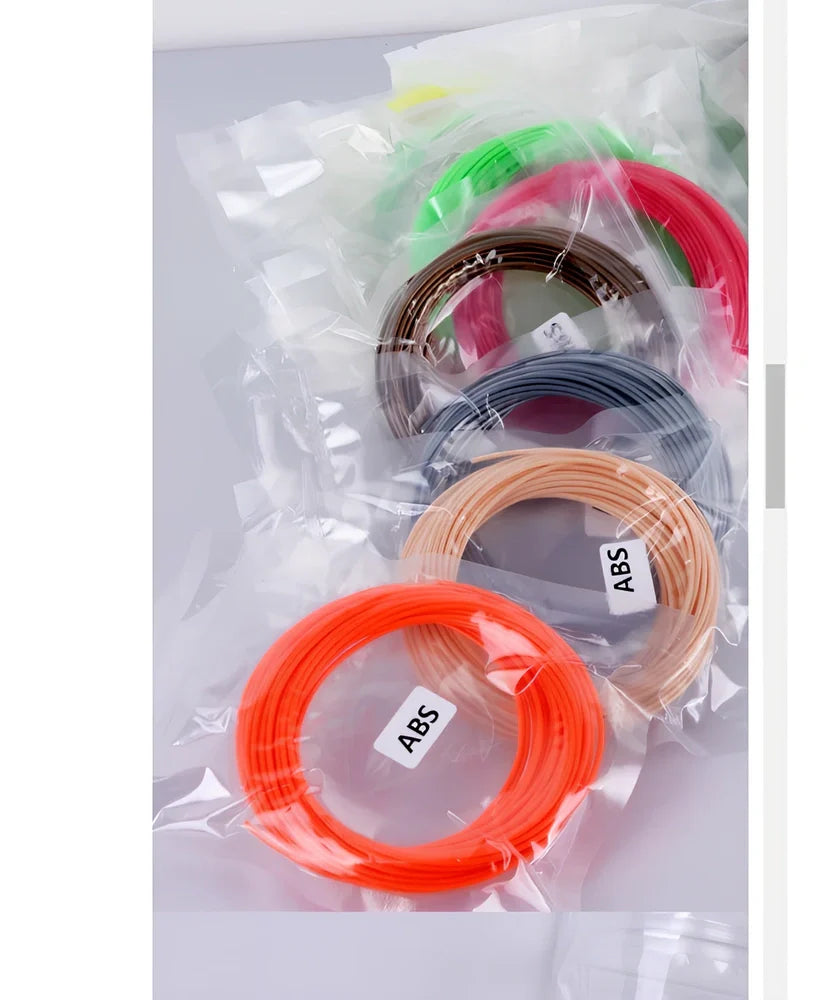 ABS and PLA filament consumables in 20 colours for 3D printing pens, 200m length circular strips
