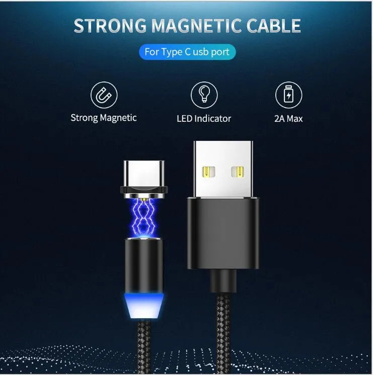 YBD 1 metre magnetic LED charging cable with cotton yarn weaving and aluminium shell