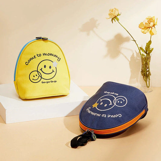 Insulation hand bag with cute embroidery and zipper opening