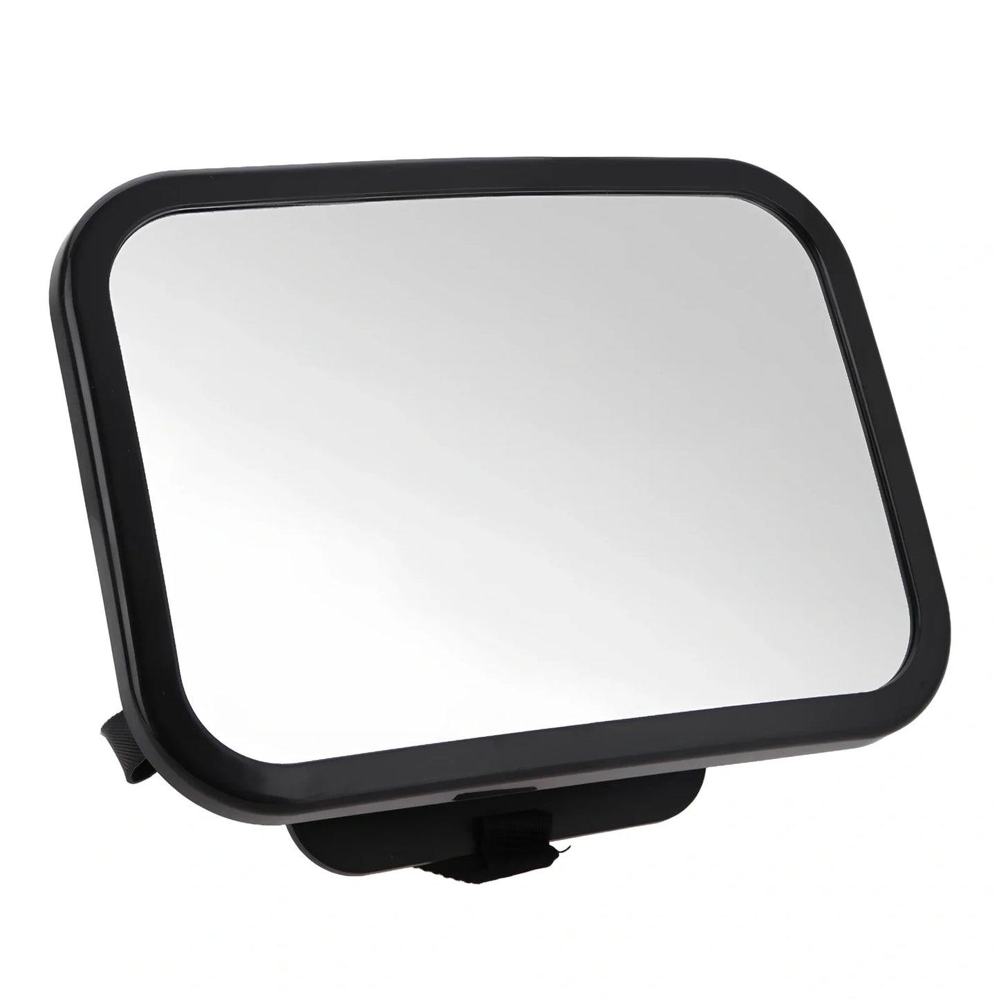 Black adjustable baby car rear view mirror, 26.5 cm long, mounted on headrest for clear rear seat visibility