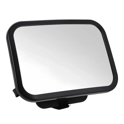 Black adjustable baby car rear view mirror, 26.5 cm long, mounted on headrest for clear rear seat visibility
