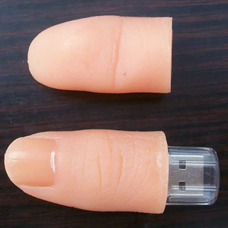 Silicone finger USB 2.0 flash drive in black with compact shape