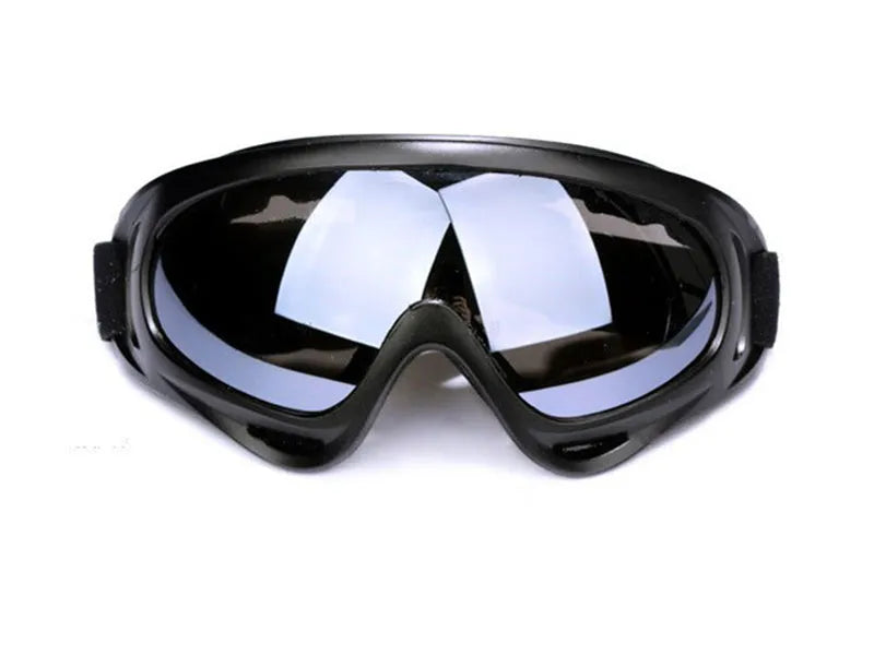 X400 motorcycle sand goggles with transparent PC lens on a rider wearing a helmet outdoors
