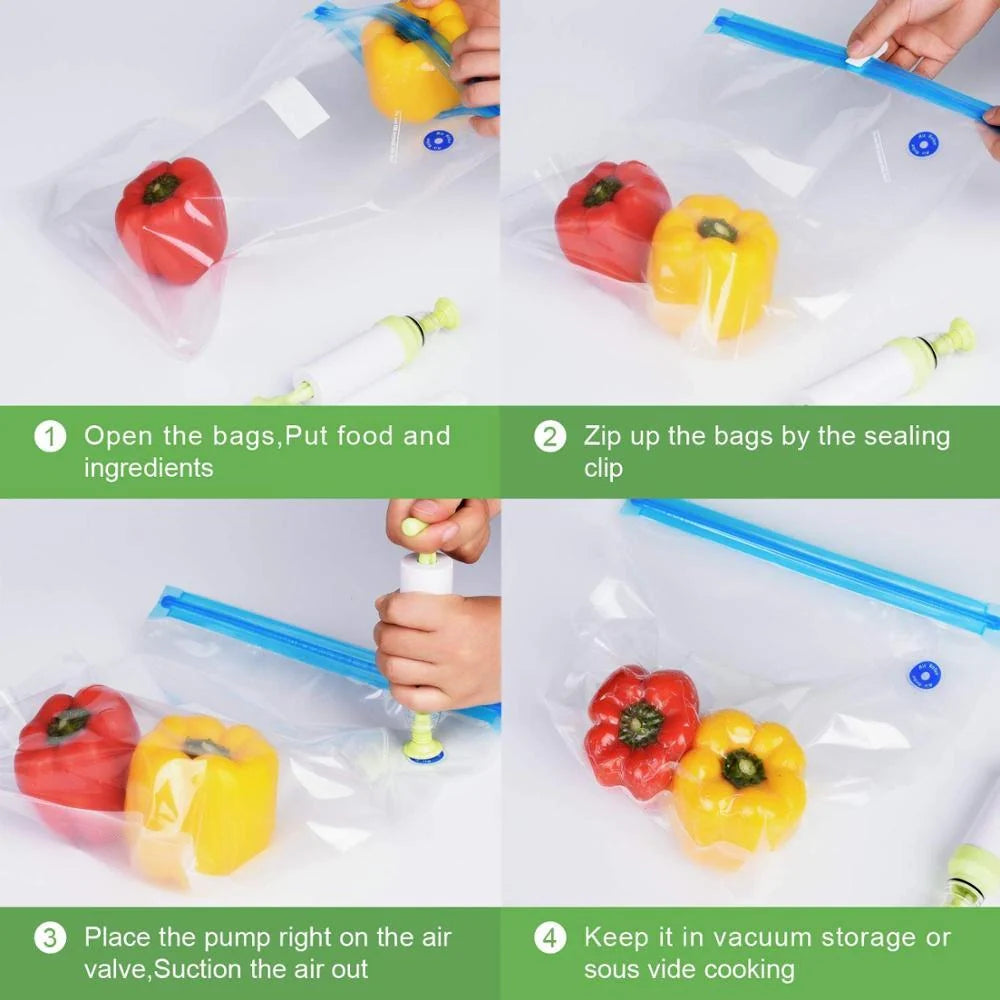 Vacuum composite packaging bag with enhanced zipper for airtight food storage