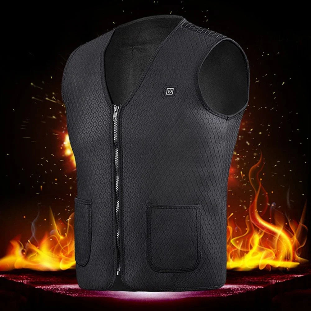 Versatile heated vest for outdoor activities like hiking, fishing, and skiing with adjustable temperature settings and durable construction