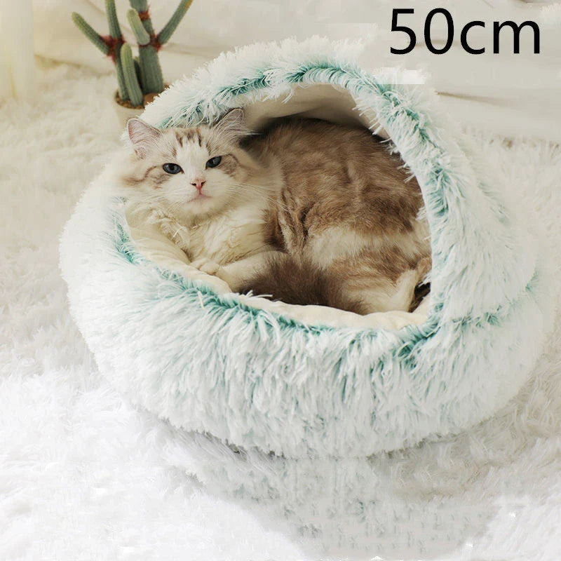 Warm plush pet bed for cats and dogs in various colours and sizes