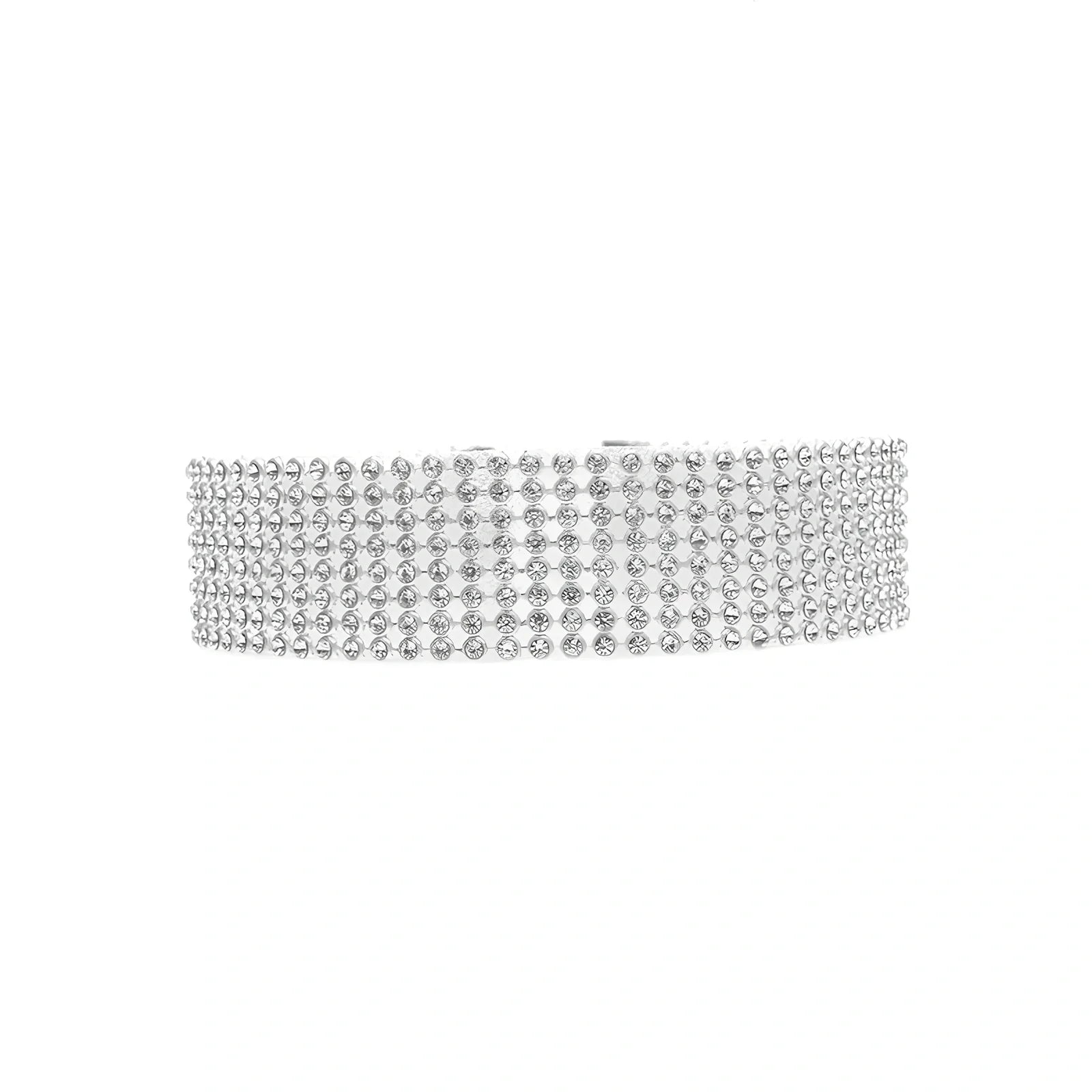 Women's full crystal rhinestone choker necklace, 29cm length with 10cm extension, multicolor or white options in 1-2.5cm widths