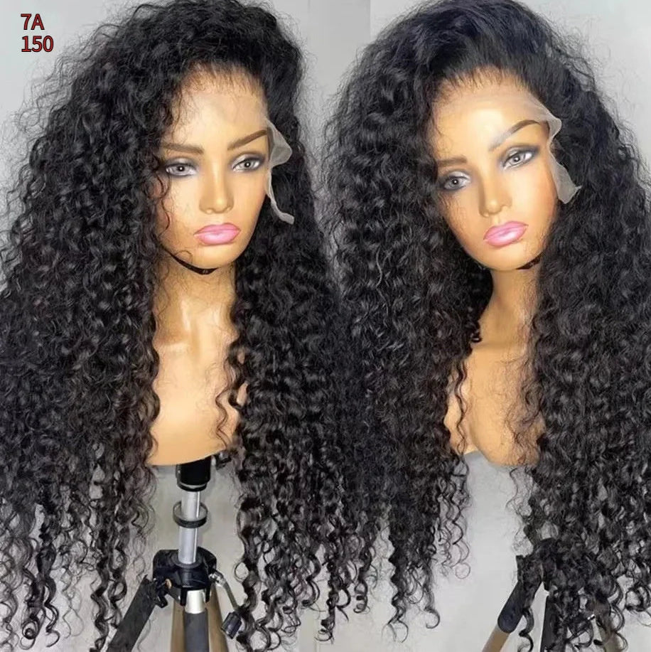 Deep wave T part frontal wig with hand-woven hairline and 100% human hair construction