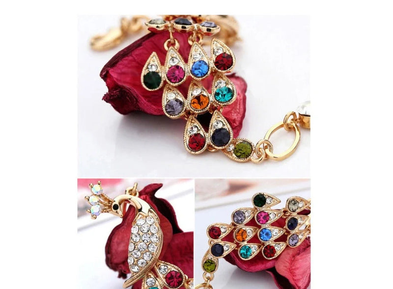 Creative Crystal Peacock Bridal Jewelry Set with Alloy Processing Technology: A Complete Earrings, Necklace, and Bracelet Combination for Weddings and Gift-Giving Occasions
