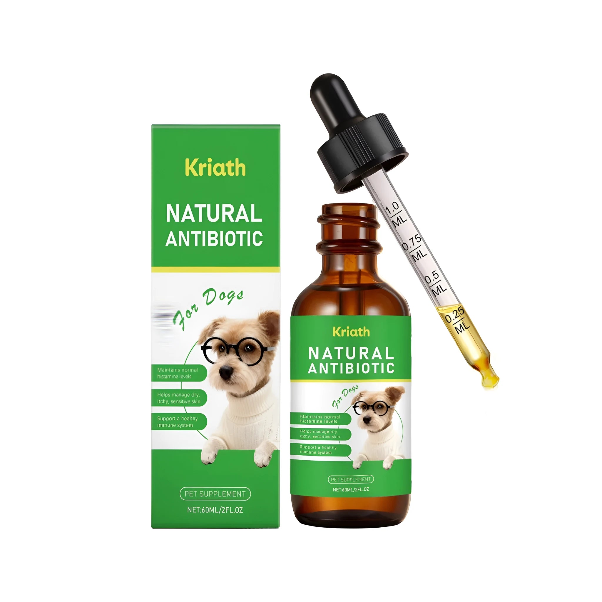 Dog Immune Health Herbal Drops 60ml bottle with marshmallow root, apple vinegar and ginger extracts