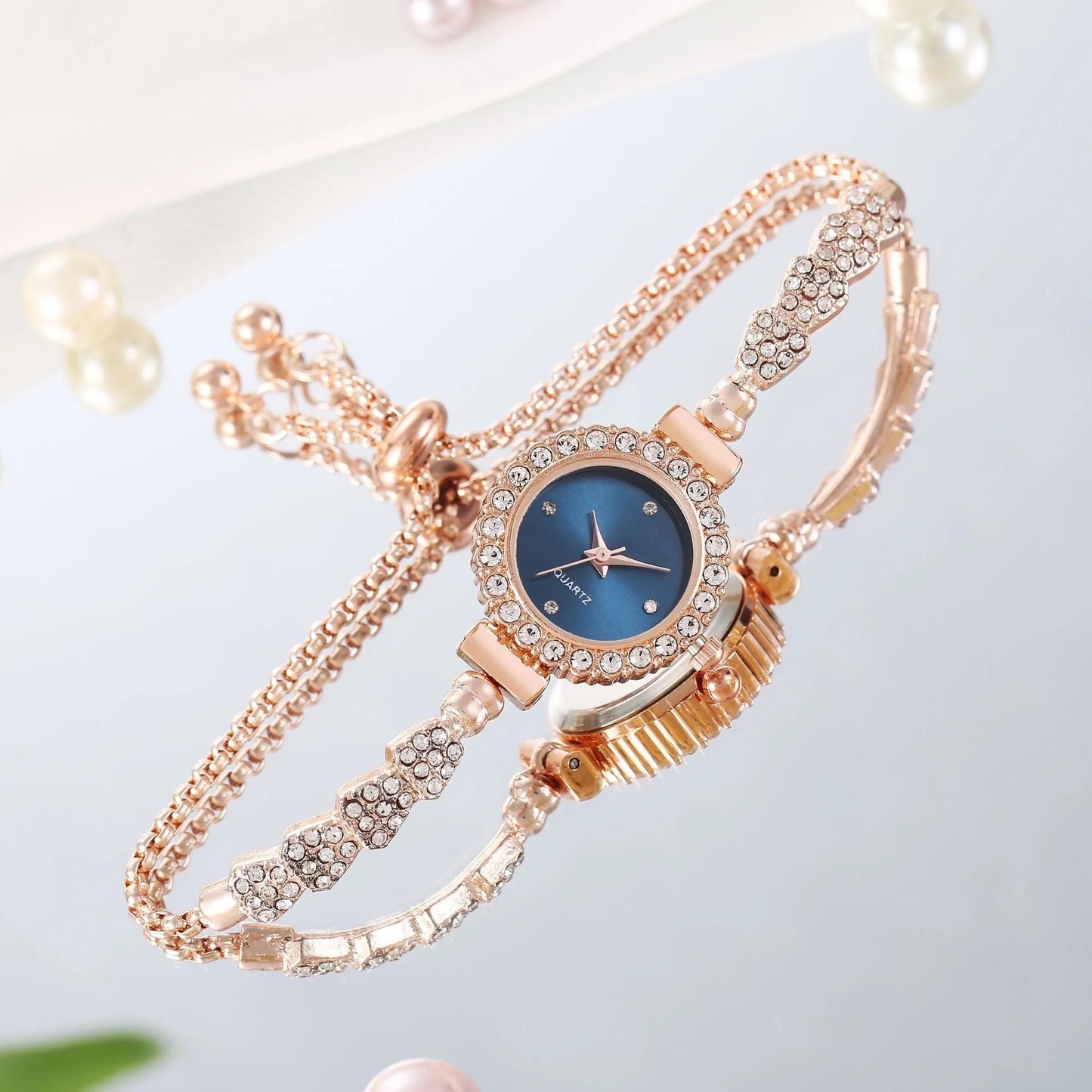 Gold Fine Strap Ladies Watch with Jewelry Buckle in six colours