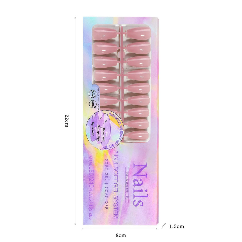 Box of nude seamless removable nail stickers showing colours Bare 01 to Bare 08