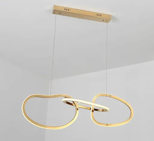 Postmodern minimalist iron and grass rattan chandelier with four rings, length 100 cm, for dining room