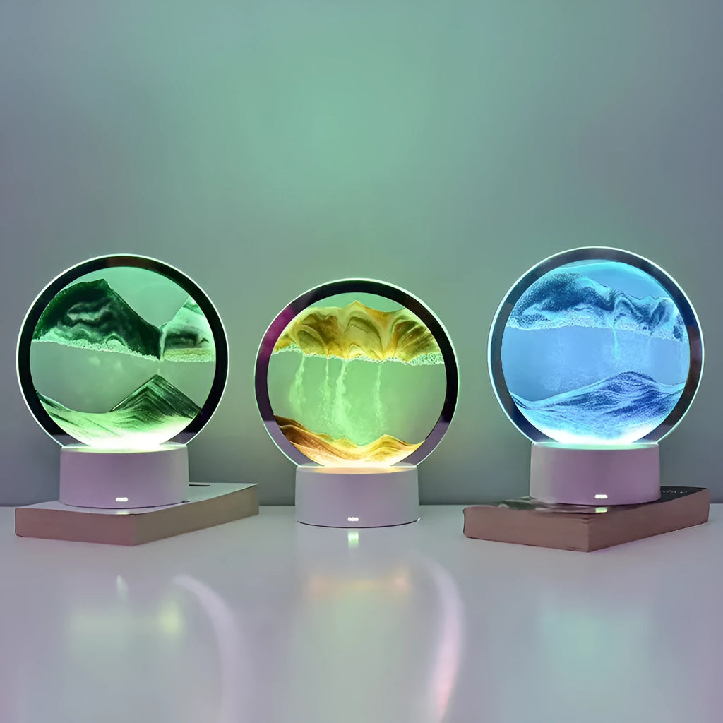 Creative decompression quicksand painting small night lamp USB powered in blue colour
