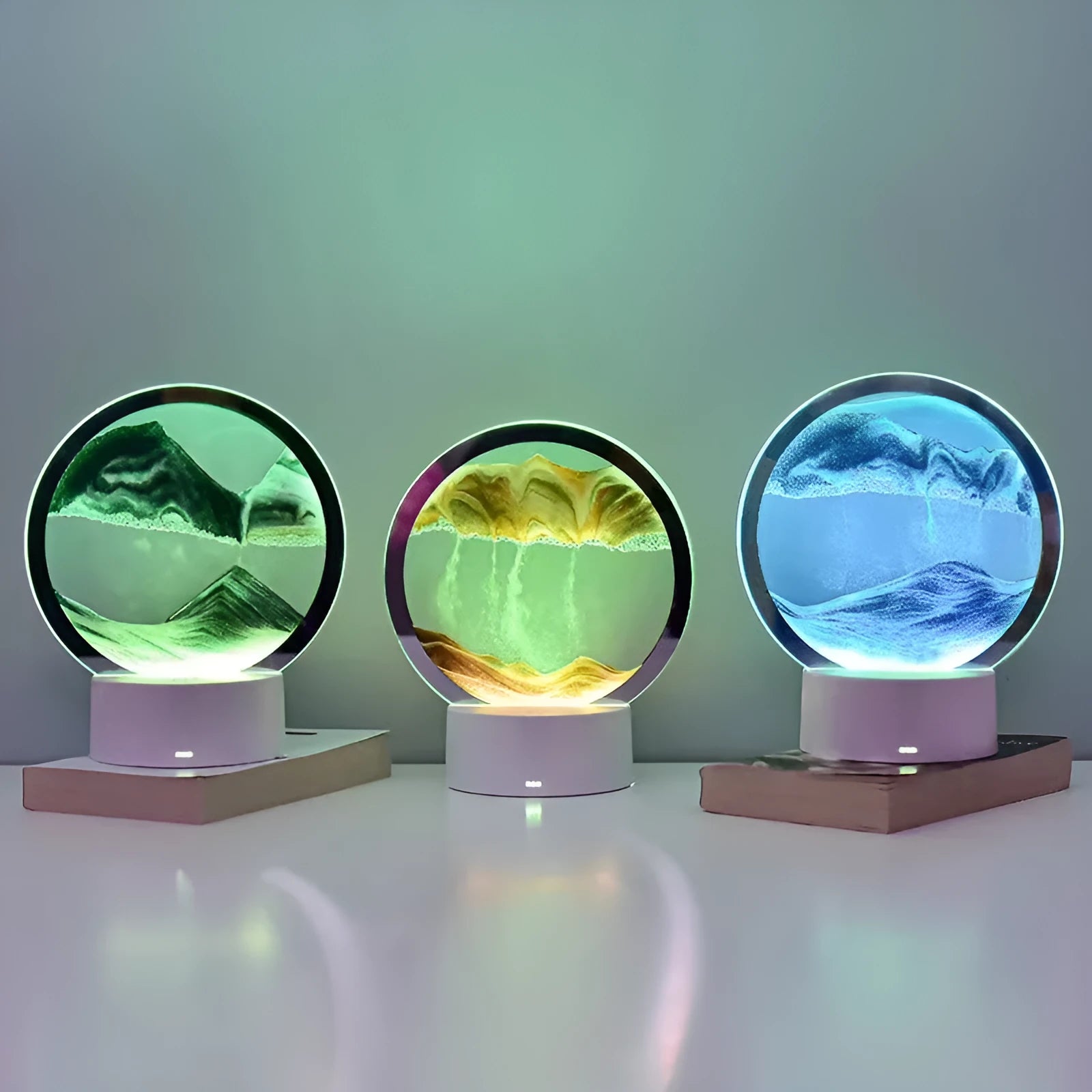Creative decompression quicksand painting small night lamp USB powered in blue colour