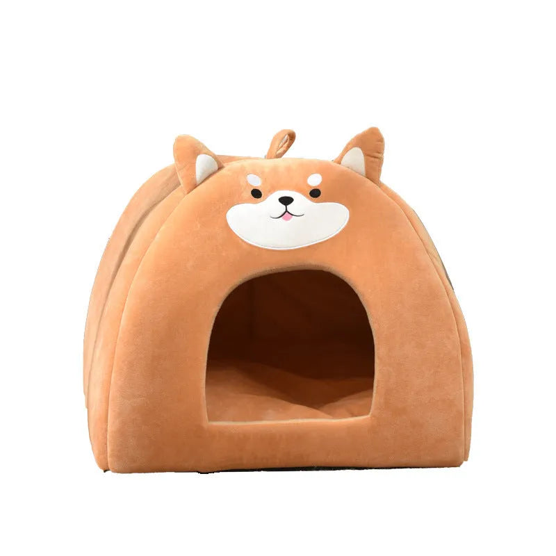 Warm machine washable cloth cat bed for autumn and winter available in three sizes