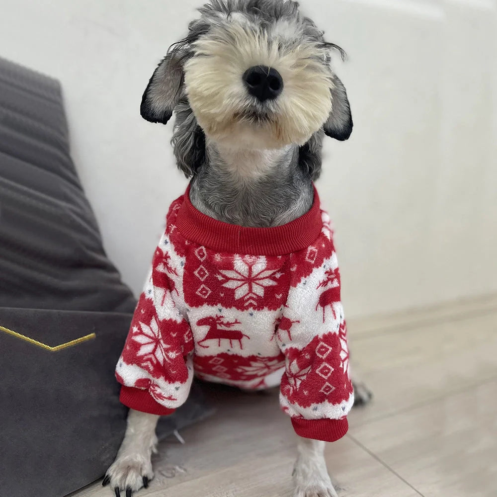 Winter Warm Padded Dog Clothes Christmas Pet Sweater in big red, perfect for keeping your pet warm and stylish