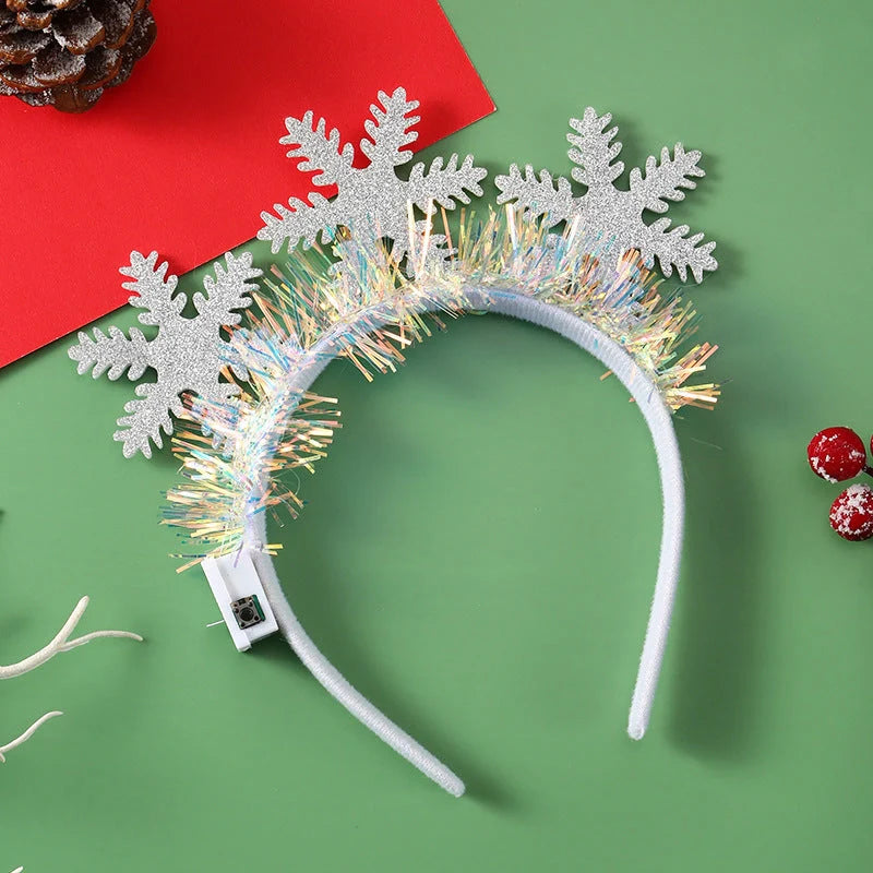 IPC Christmas Hair Band with glowing Xmas tree and snowflake designs, perfect for holiday festivities