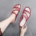 Women's solid colour casual sandals with breathable design for summer beachwear
