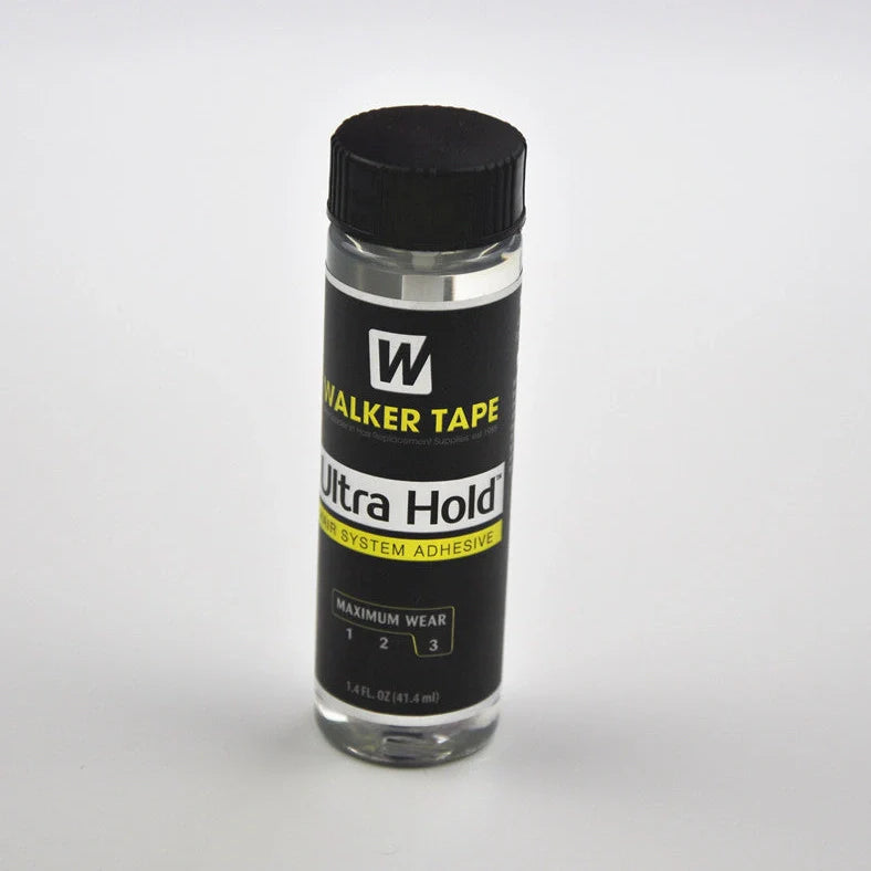 Black wig adhesive tape container with invisible strong-hold formula for hairpiece attachment