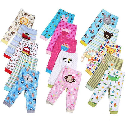 Cotton cartoon print children's leggings set of 5, soft and durable for babies 0-2 years