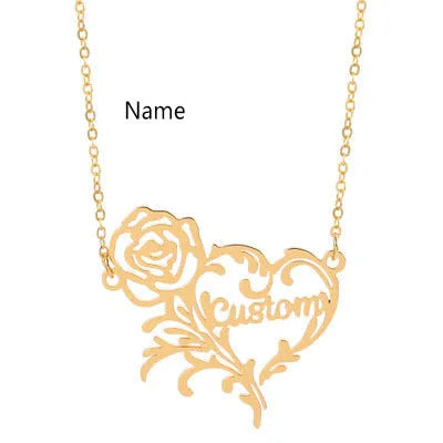 Personalised stainless steel name necklace on 40cm chain, gold colour finish with clear custom text pendant