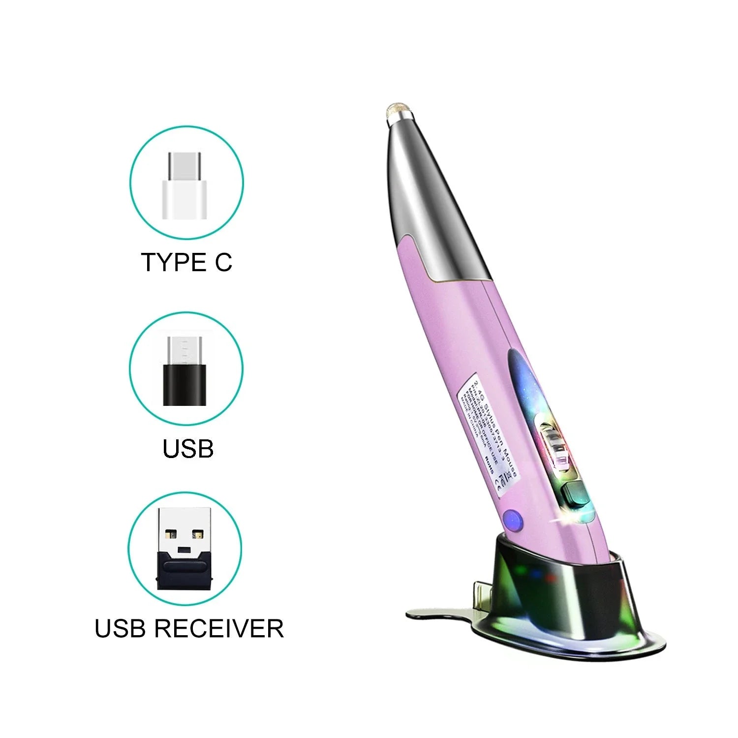 Personalized Creative Vertical Pen Mouse in various colors with adjustable DPI settings