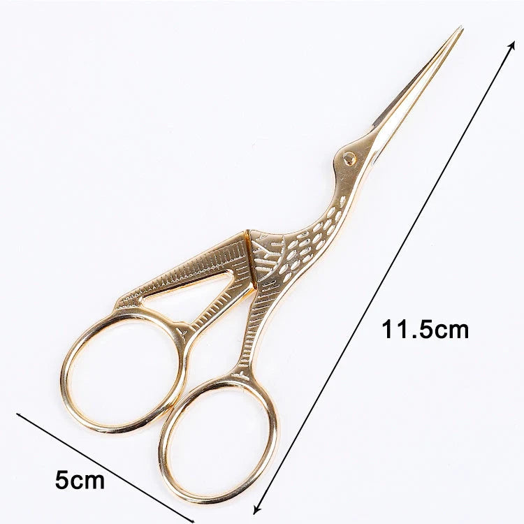Stainless steel retro scissors in crane shape for precise cutting, available in multiple colours