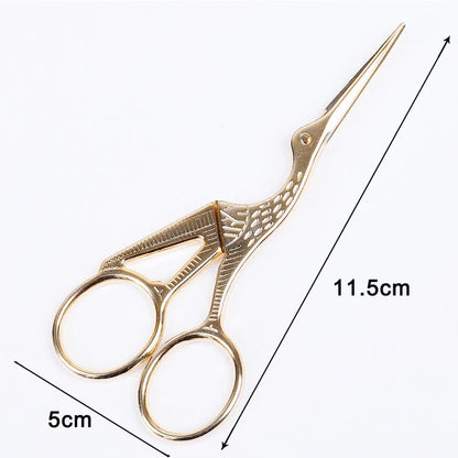 Stainless steel retro scissors in crane shape for precise cutting, available in multiple colours